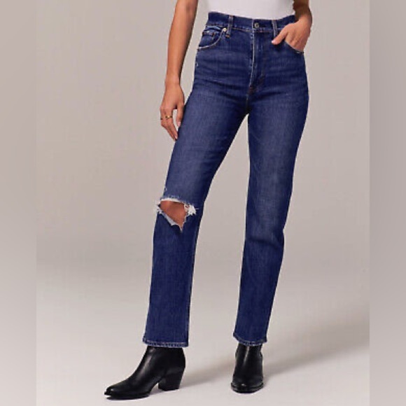 Abercrombie Ultra High Rise Ankle Straight Blue Jean Lightweight Size 10/30 NEW - Picture 6 of 6